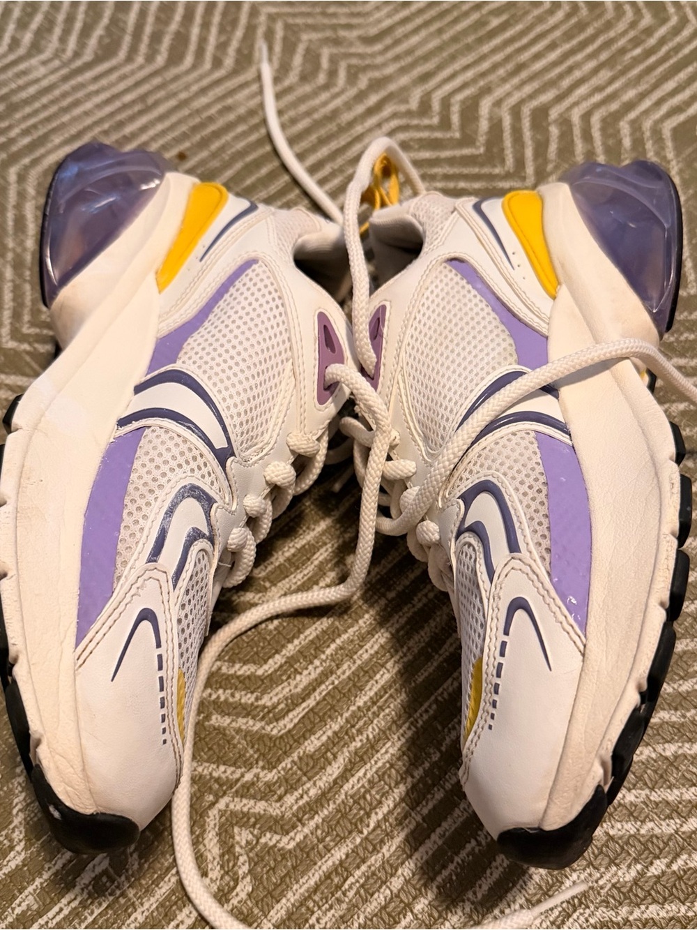 Tory Burch Good Luck Trainers Women’s 8.5 White Purple Yellow Chunky Sneakers - Picture 2 of 6